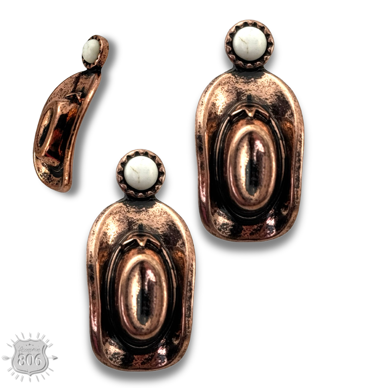 Western Cowboy Hat Stone-Post Earrings