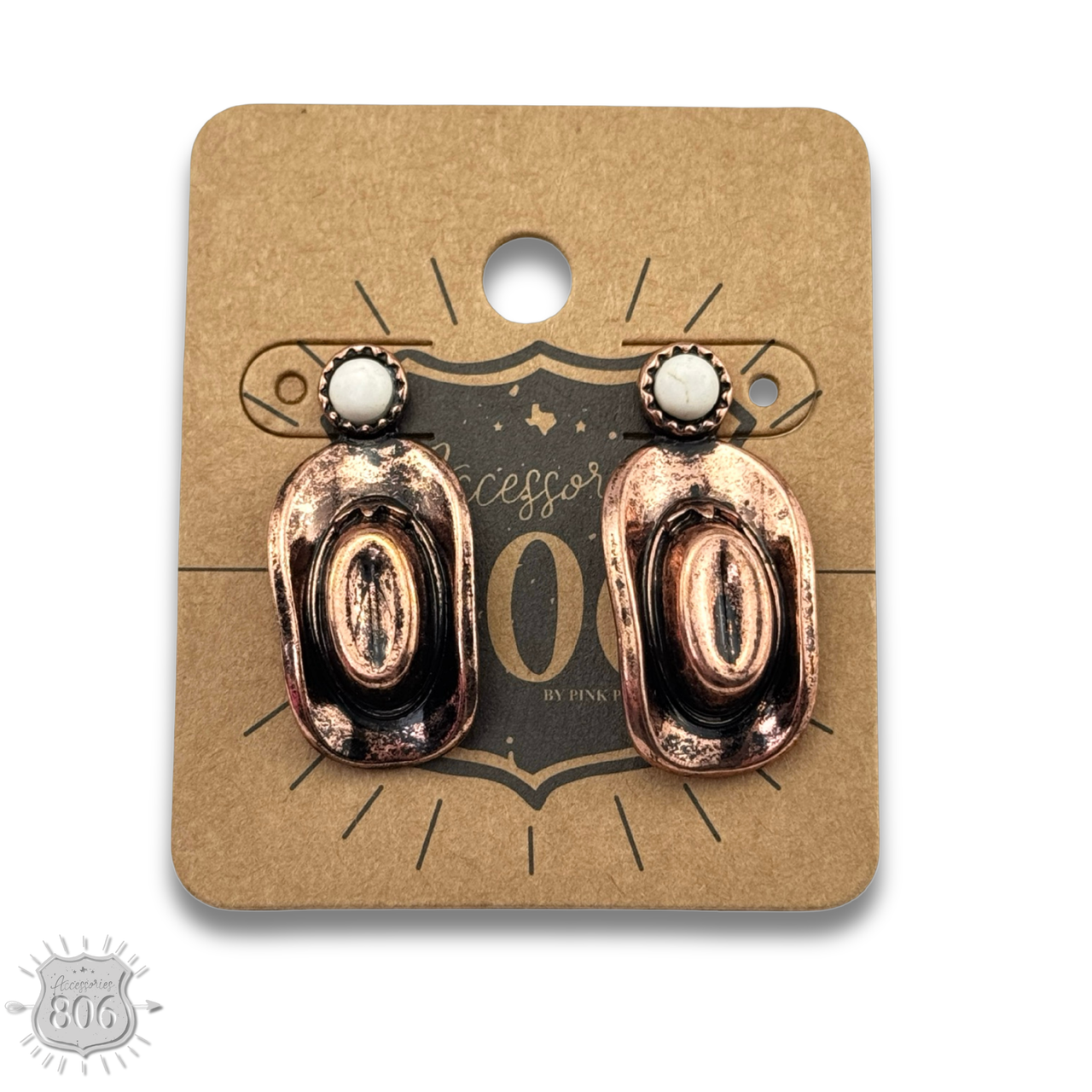 Western Cowboy Hat Stone-Post Earrings