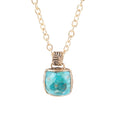 Carved Blue Turquoise Pendant Necklace